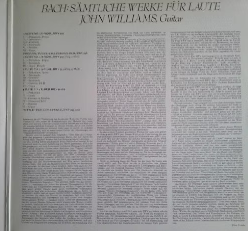 Bach John Williams Complete Lute Music (2x vinil) 1975 CBS 79203 Hollandaa