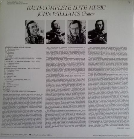 Bach John Williams Complete Lute Music (2x vinil) 1975 CBS 79203 Hollandb