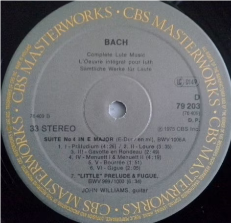 Bach John Williams Complete Lute Music (2x vinil) 1975 CBS 79203 Hollandgh